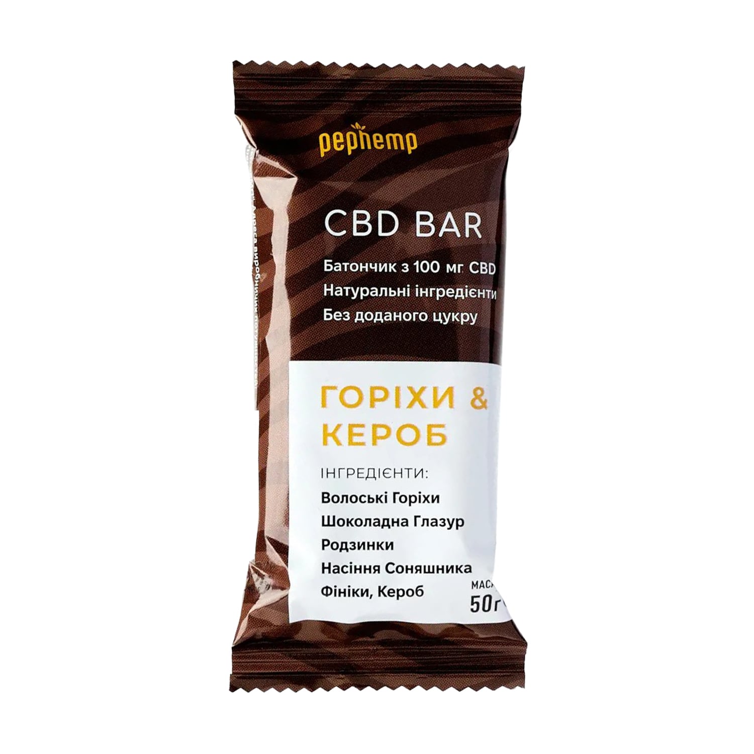 Батончик Pephemp CBD Bar Горіхи та кероб, 50 г